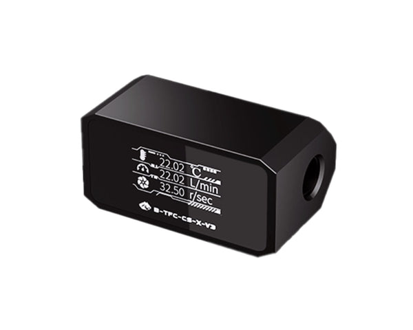 Bykski Inline Flow Meter and Thermometer Safety Module w/ OLED Display V3 - Black (B-TFC-CS-X-V3)
