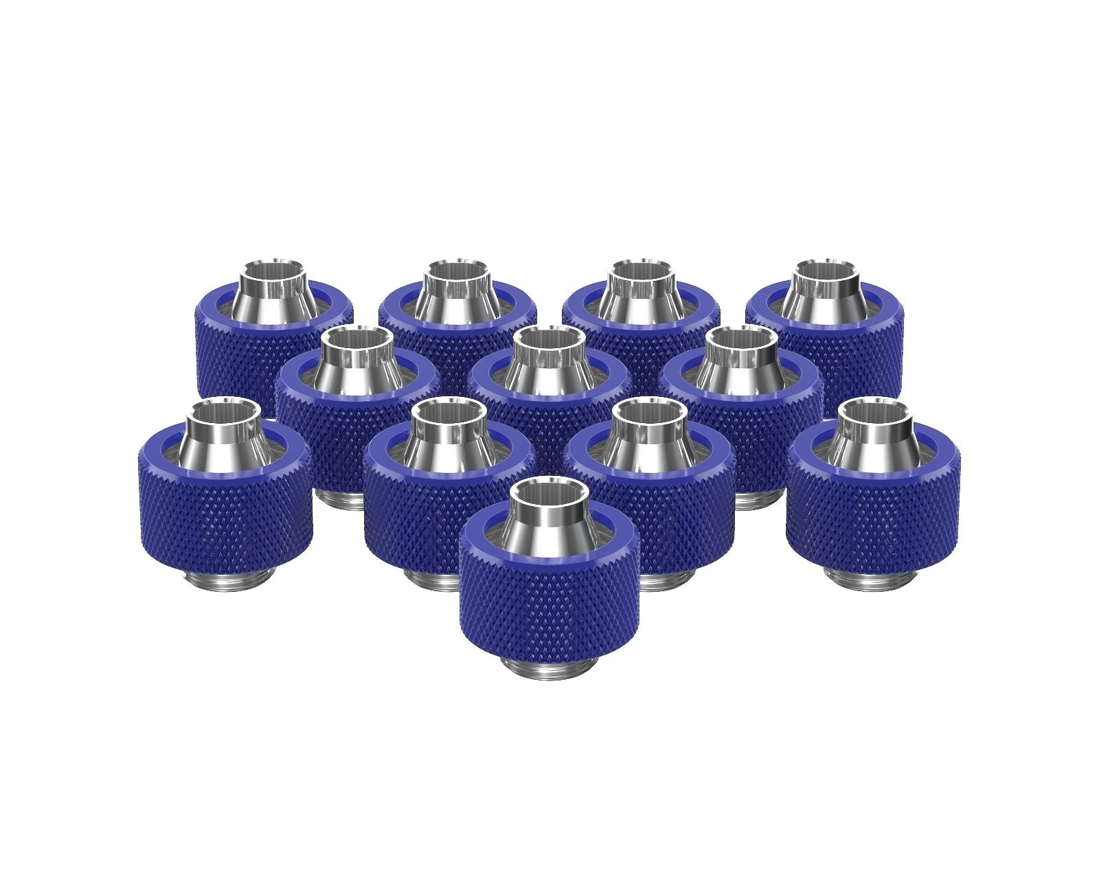 PrimoChill SecureFit SX - Premium Compression Fitting For 7/16in ID x 5/8in OD Flexible Tubing 12 Pack (F-SFSX758-12) - Available in 20+ Colors, Custom Watercooling Loop Ready - True Blue
