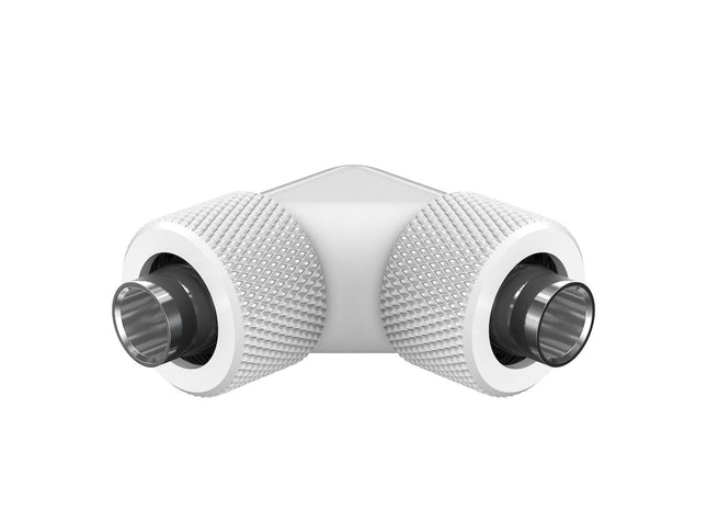 PrimoChill SecureFit SX - Premium 90 Degree Compression Fitting Set For 3/8in ID x 1/2in OD Flexible Tubing (F-SFSX1290) - Available in 20+ Colors, Custom Watercooling Loop Ready - Sky White