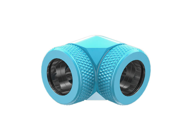 PrimoChill InterConnect SX Premium 90 Degree Elbow Adapter Fitting For 16MM Rigid Tubing (FA-9016) - Sky Blue