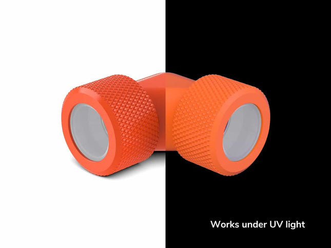 PrimoChill 16mm Rigid SX 90 Degree Fitting Set - PrimoChill - KEEPING IT COOL UV Orange