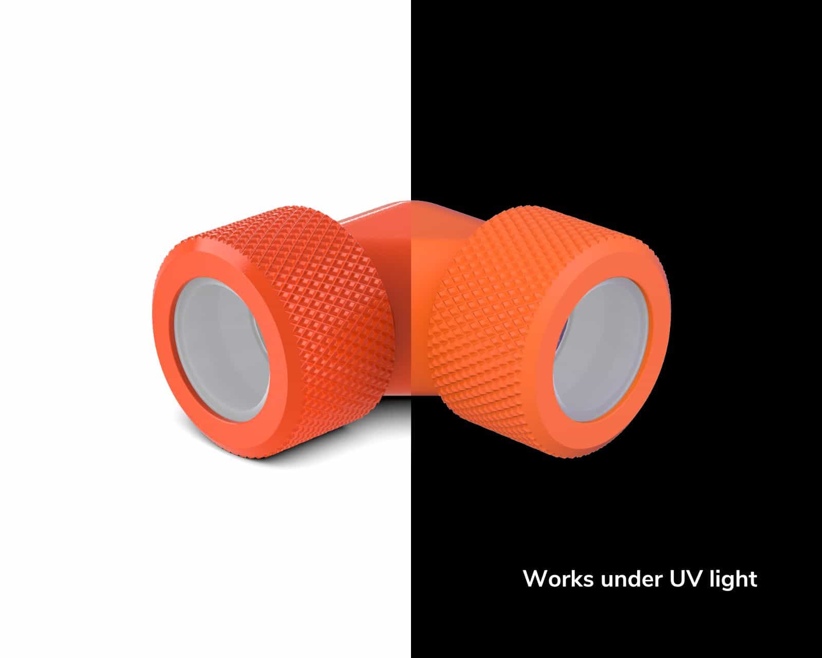 PrimoChill 16mm Rigid SX 90 Degree Fitting Set - UV Orange