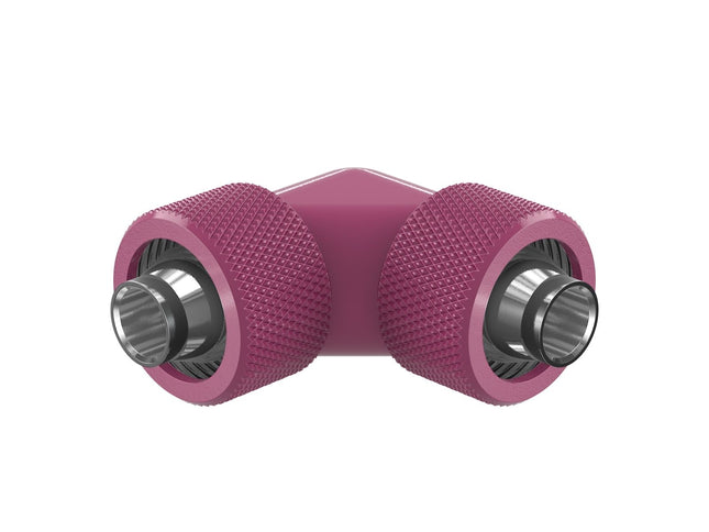 PrimoChill SecureFit SX - Premium 90 Degree Compression Fitting Set For 7/16in ID x 5/8in OD Flexible Tubing (F-SFSX75890) - Available in 20+ Colors, Custom Watercooling Loop Ready - Magenta