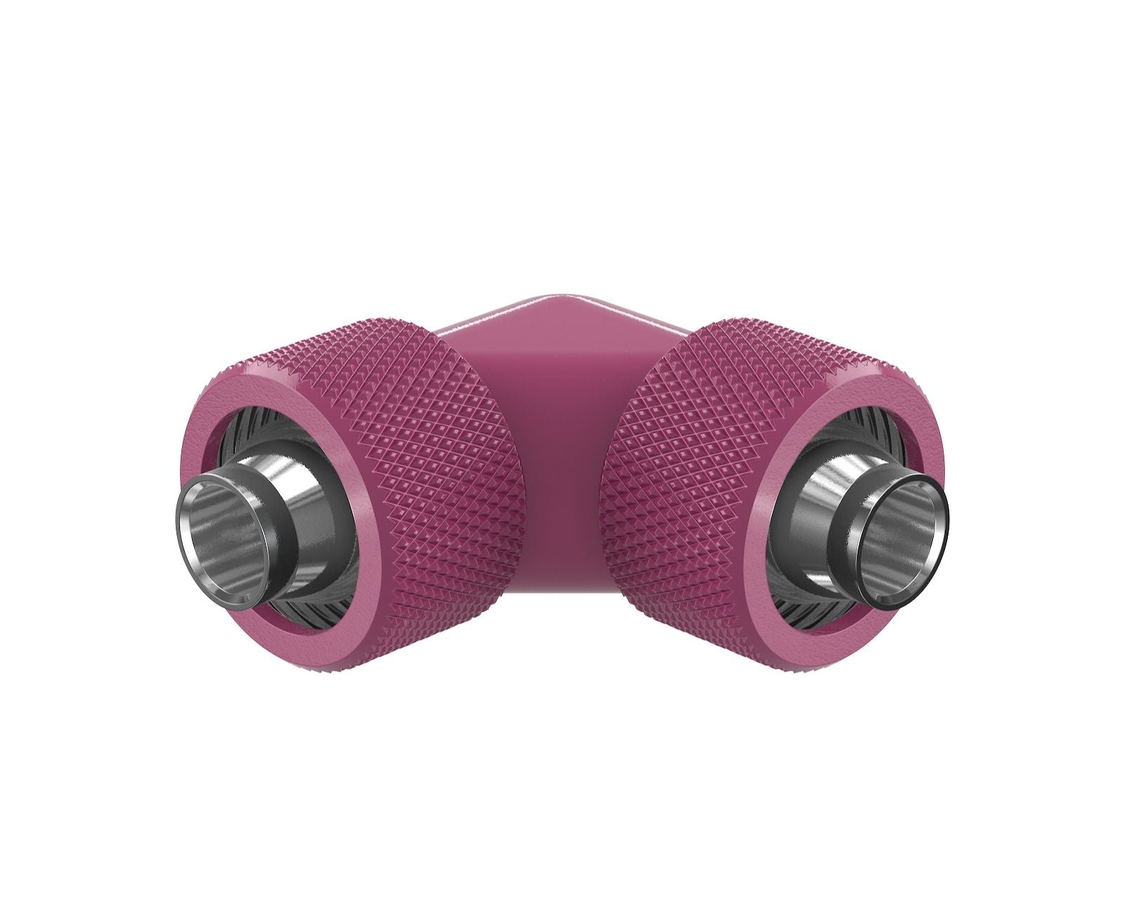 PrimoChill SecureFit SX - Premium 90 Degree Compression Fitting Set For 7/16in ID x 5/8in OD Flexible Tubing (F-SFSX75890) - Available in 20+ Colors, Custom Watercooling Loop Ready - Magenta