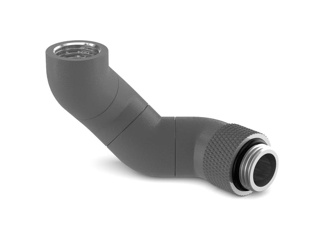 PrimoChill Male to Female G 1/4in. 180 Degree SX Triple Rotary Elbow Fitting - TX Matte Gun Metal