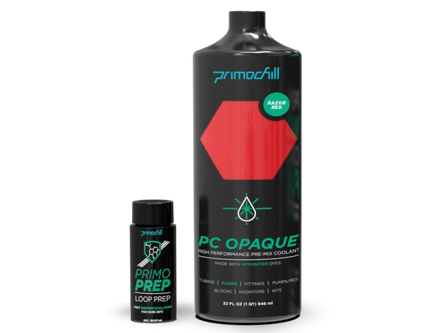 PrimoChill Opaque - Computer WaterCooling Show Coolant, Solid/Non-Transparent, Full Protection, Advanced User, PrimoPrep Included, Proudly Made in The USA (32oz/.9L) - Razor Red SX