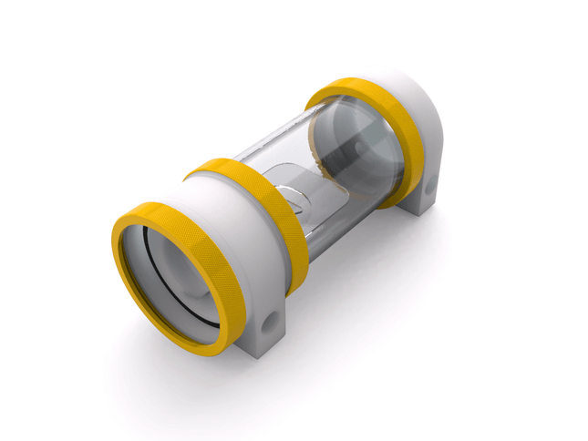 PrimoChill CTR Hard Mount Phase II High Flow D5 Enabled Reservoir - White POM - 120mm - Yellow