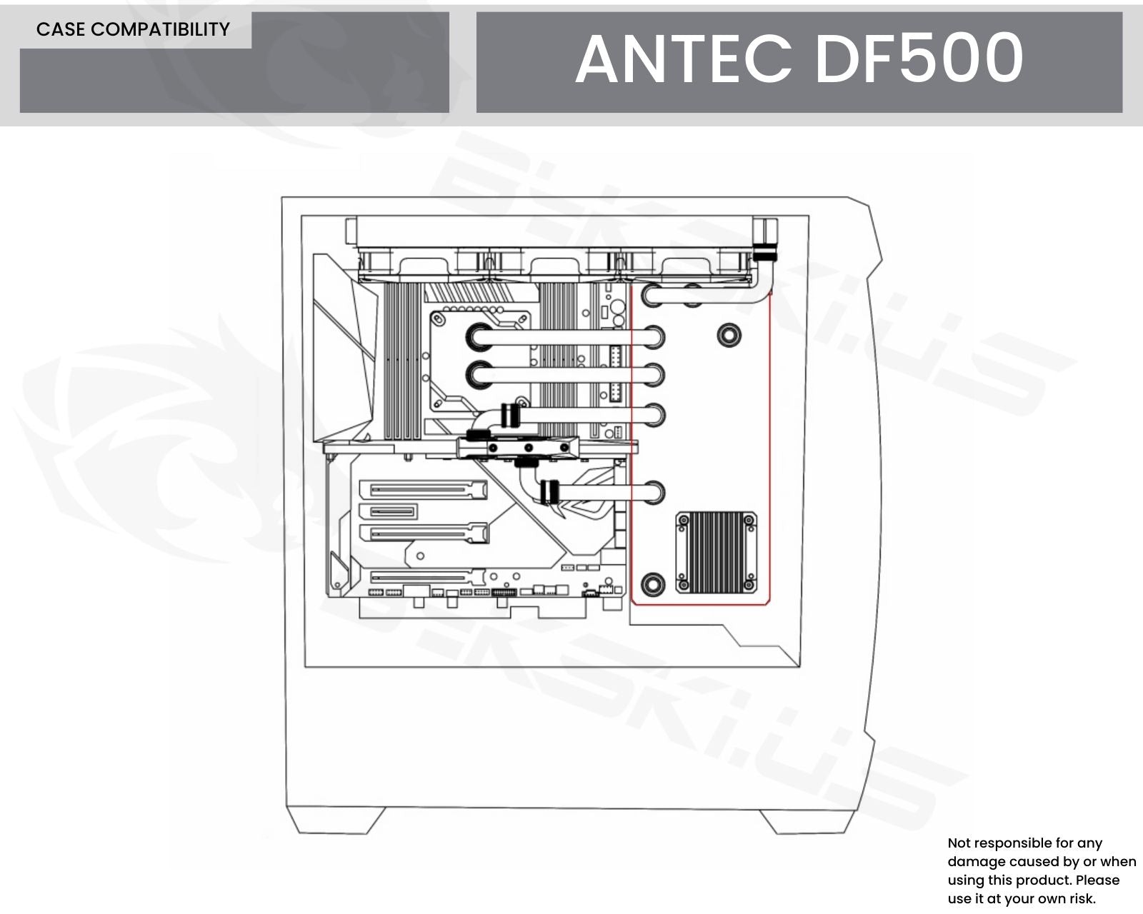 Bykski Distro Plate for Antec DF500 - PMMA w/ 5v Addressable RGB (RBW) (RGV-Antec-DF500-P-K) - DDC Pump With Armor