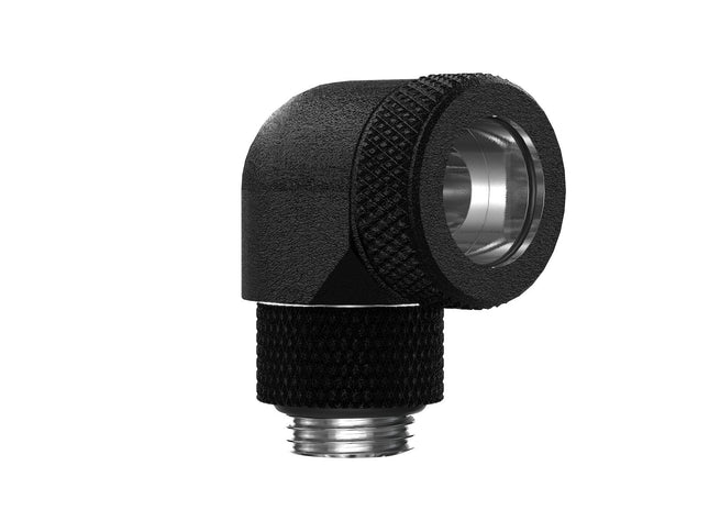 PrimoChill InterConnect SX Premium G1/4 to 90 Degree Adapter Fitting for 14MM Rigid Tubing (FA-G9014) - TX Matte Black