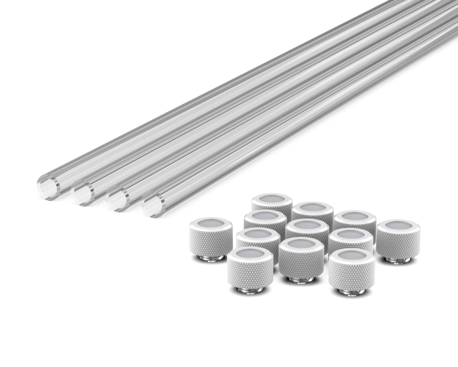PrimoChill (Basic Kit) 4x 14mm Acrylic/PMMA Tubes, 12x Metric SX Fittings - Sky White