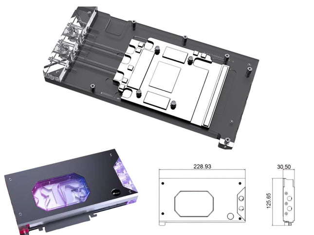 Bykski Armored End Port GPU Waterblock with Backplate For Gigabyte GeForce RTX 5080 Gaming OC 16G (N-GV5080GMOC-X-V2)
