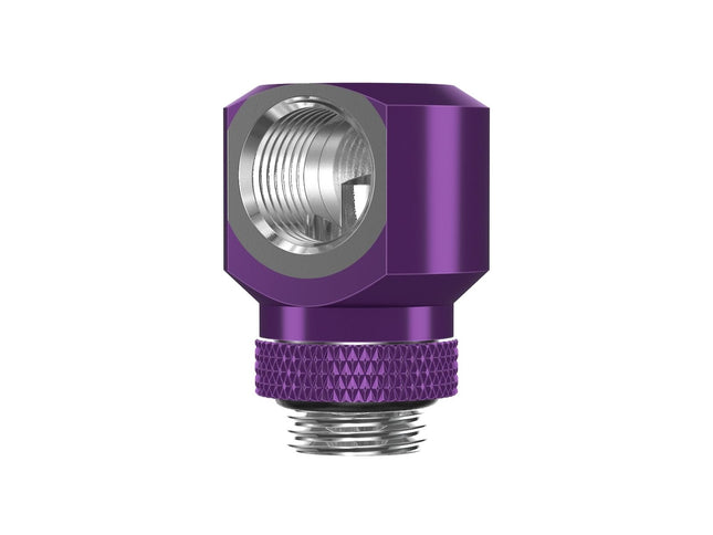 PrimoChill InterConnectSX Flat 90 Degree Rotary Fitting (FAF90) – Enhanced PC Cooling with Sleek Aesthetics - Available in 20+ Colors, Custom Watercooling Loop Ready - Candy Purple