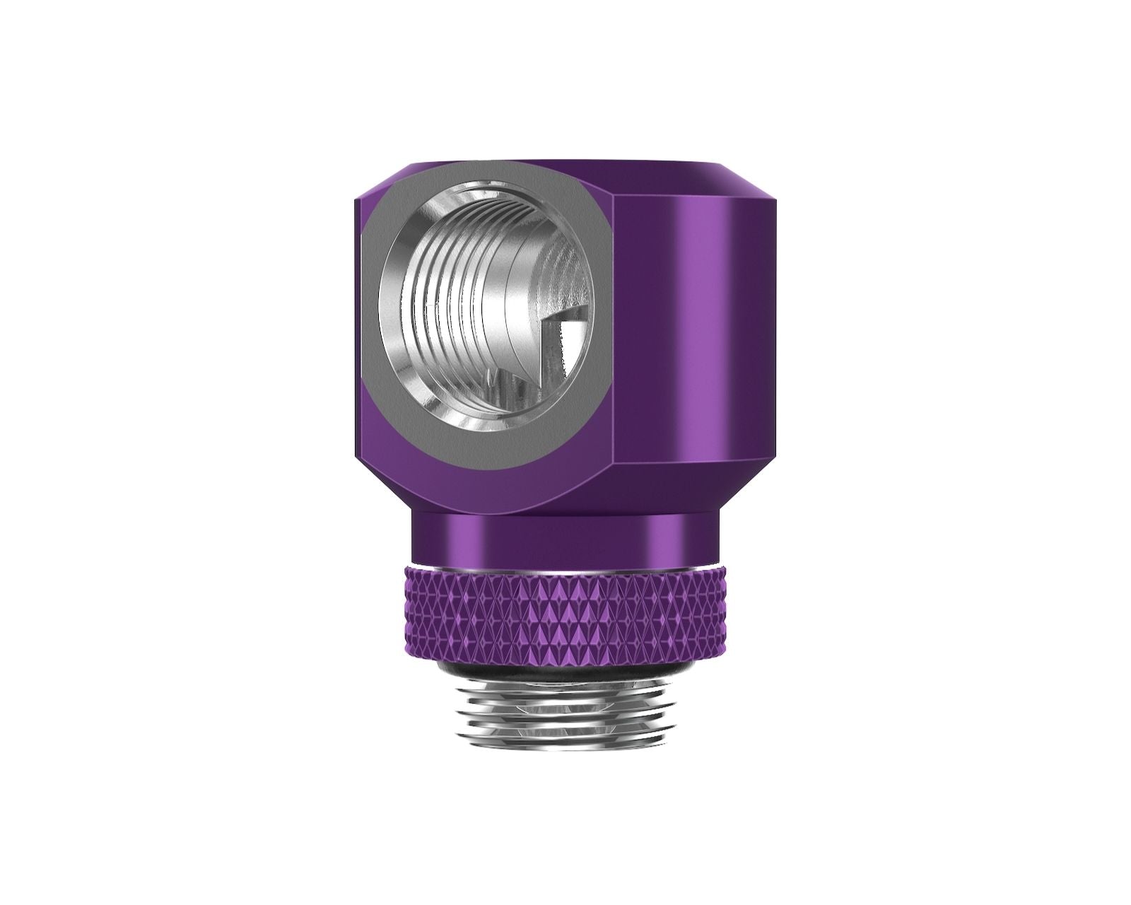 PrimoChill InterConnectSX Flat 90 Degree Rotary Fitting (FAF90) – Enhanced PC Cooling with Sleek Aesthetics - Available in 20+ Colors, Custom Watercooling Loop Ready - Candy Purple