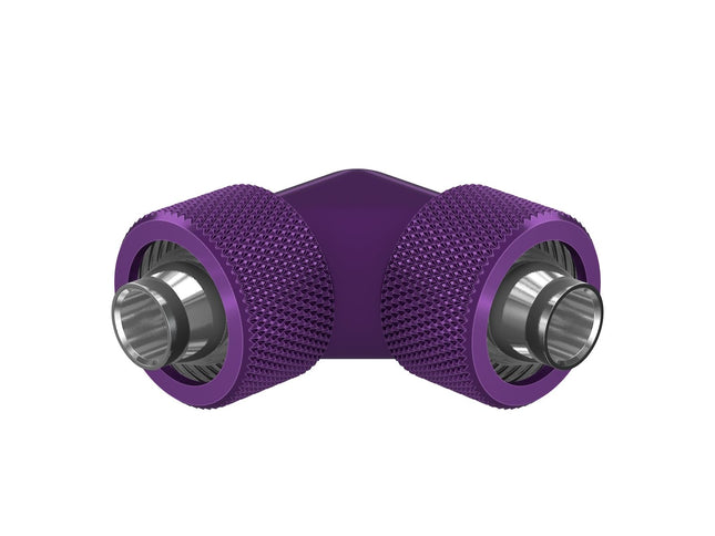 PrimoChill SecureFit SX - Premium 90 Degree Compression Fitting Set For 3/8in ID x 5/8in OD Flexible Tubing (F-SFSX5890) - Available in 20+ Colors, Custom Watercooling Loop Ready - Candy Purple