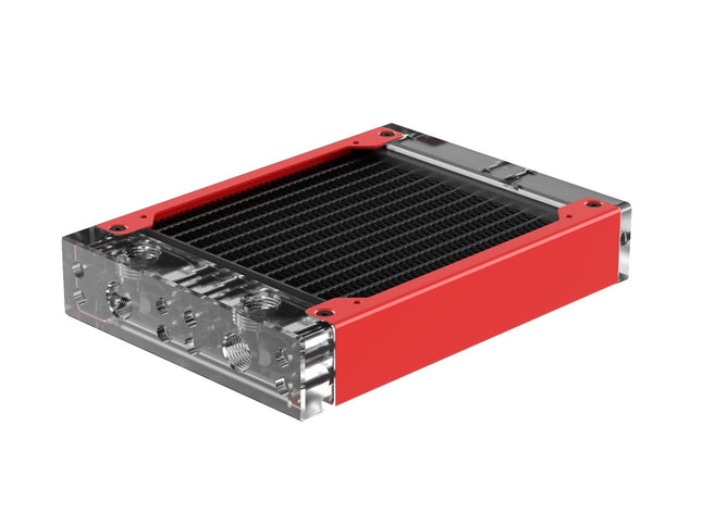 PrimoChill 120SL (30mm) EXIMO Modular Radiator, Clear Acrylic, 1x120mm, Single Fan (R-SL-A12) Available in 20+ Colors, Assembled in USA and Custom Watercooling Loop Ready - Razor Red