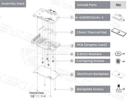 Bykski Full Coverage GPU Water Block And Backplate For ASUS DUAL-RTX3060TI-O8G (N-AS3060TIDUAL-X)