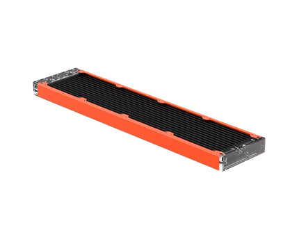PrimoChill 480SL (30mm) EXIMO Modular Radiator, Clear Acrylic, 4x120mm, Quad Fan (R-SL-A48) Available in 20+ Colors, Assembled in USA and Custom Watercooling Loop Ready - UV Orange