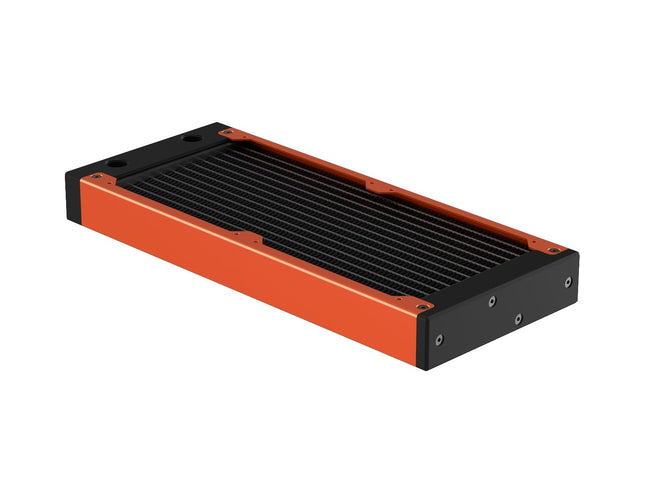 PrimoChill 240SL (30mm) EXIMO Modular Radiator, Black POM, 2x120mm, Dual Fan (R-SL-BK24) Available in 20+ Colors, Assembled in USA and Custom Watercooling Loop Ready - Candy Copper