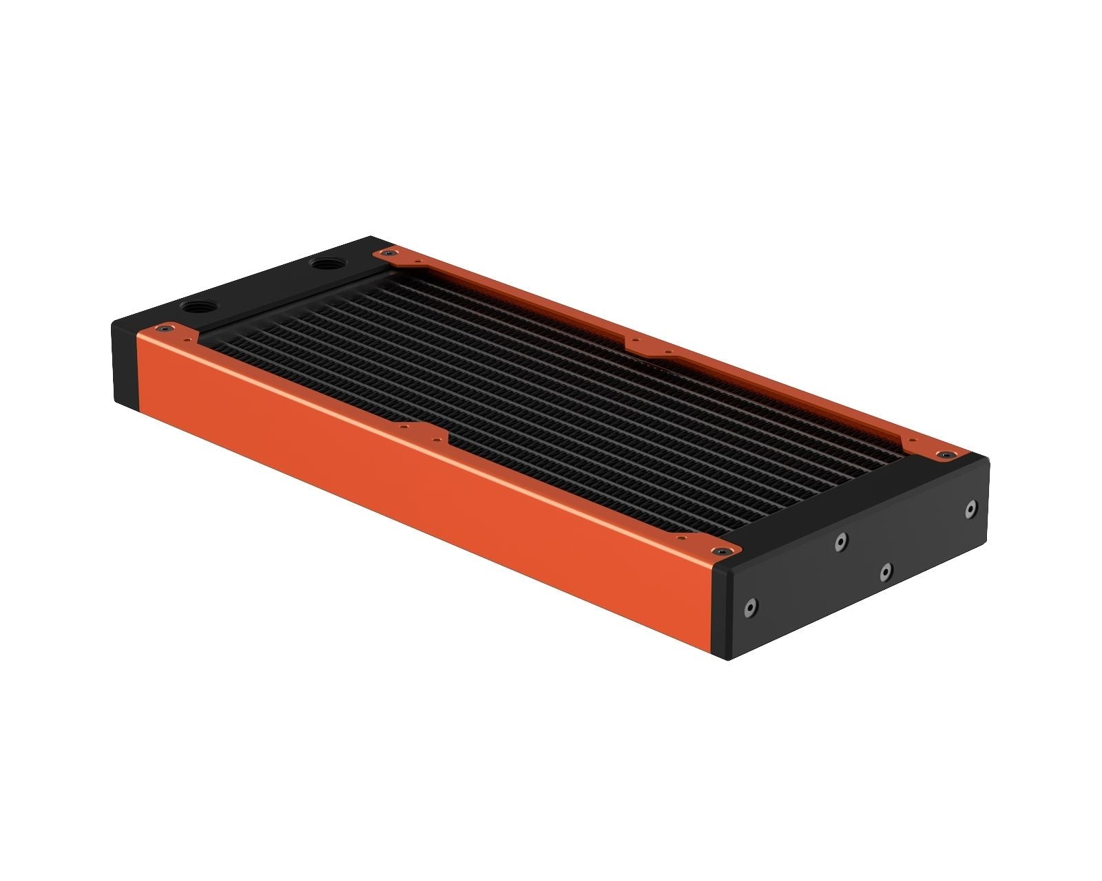 PrimoChill 240SL (30mm) EXIMO Modular Radiator, Black POM, 2x120mm, Dual Fan (R-SL-BK24) Available in 20+ Colors, Assembled in USA and Custom Watercooling Loop Ready - Candy Copper