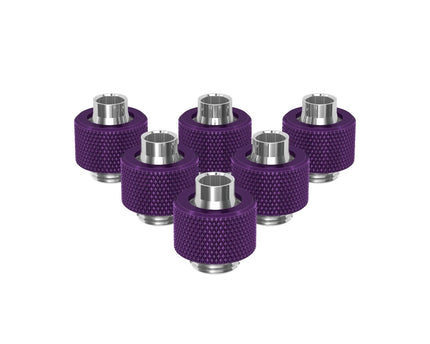 PrimoChill SecureFit SX - Premium Compression Fitting For 3/8in ID x 1/2in OD Flexible Tubing 6 Pack (F-SFSX12-6) - Available in 20+ Colors, Custom Watercooling Loop Ready - PrimoChill - KEEPING IT COOL Candy Purple