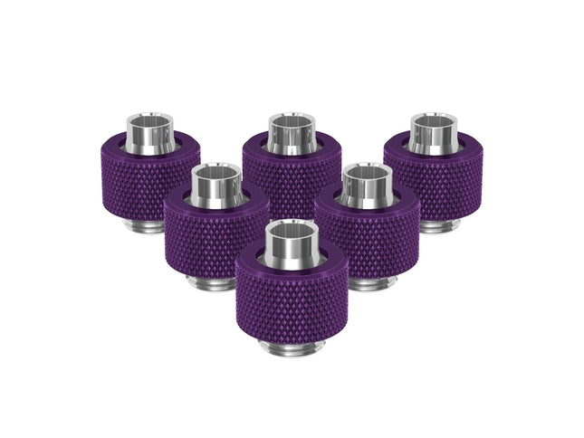 PrimoChill SecureFit SX - Premium Compression Fitting For 3/8in ID x 1/2in OD Flexible Tubing 6 Pack (F-SFSX12-6) - Available in 20+ Colors, Custom Watercooling Loop Ready - Candy Purple