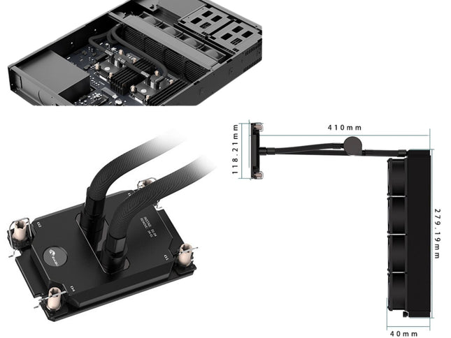 Bykski Durable 4x80mm 2U Server AIO Liquid CPU Cooler For Dual Intel Sapphire Rapids (LGA 4677) - Continuous Usage