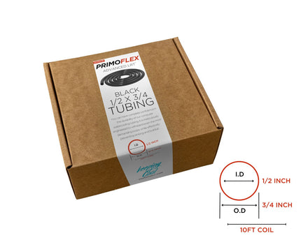 PrimoFlex Advanced LRT Soft Flexible Tubing -1/2in.ID x 3/4in.OD, 10 feet - Onyx Black