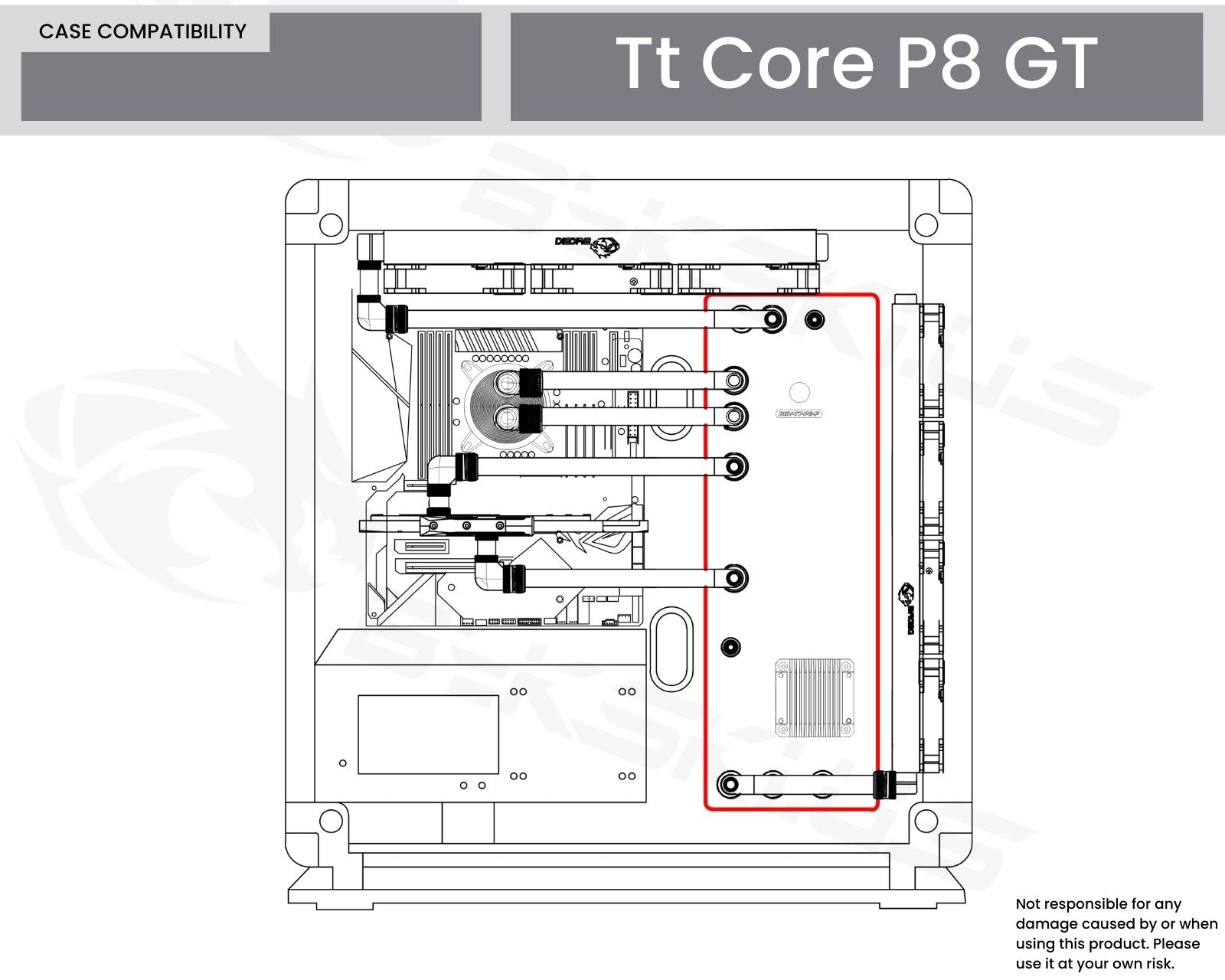 Bykski Distro Plate For Thermaltake Core P8 GT - PMMA w/ 5v Addressable RGB (RBW) (RGV-TT-P8-P-K) - DDC Pump With Armor