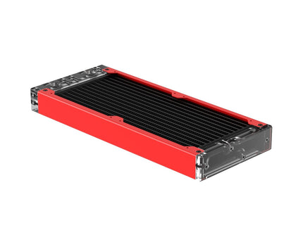 PrimoChill 240SL (30mm) EXIMO Modular Radiator, Clear Acrylic, 2x120mm, Dual Fan (R-SL-A24) Available in 20+ Colors, Assembled in USA and Custom Watercooling Loop Ready - UV Red
