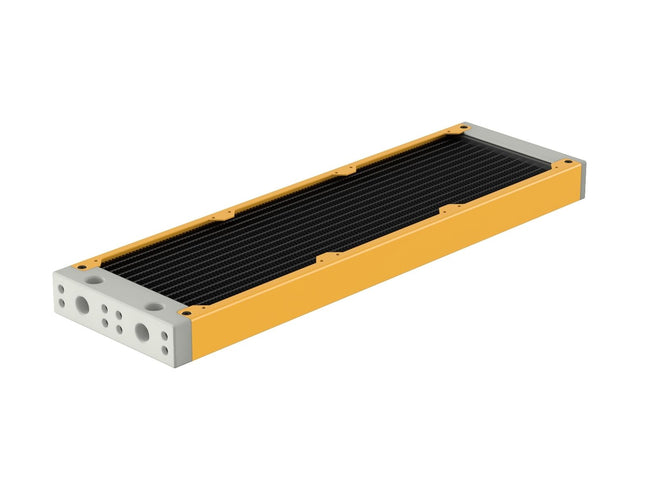 PrimoChill 360SL (30mm) EXIMO Modular Radiator, White POM, 3x120mm, Triple Fan (R-SL-W36) Available in 20+ Colors, Assembled in USA and Custom Watercooling Loop Ready - Yellow