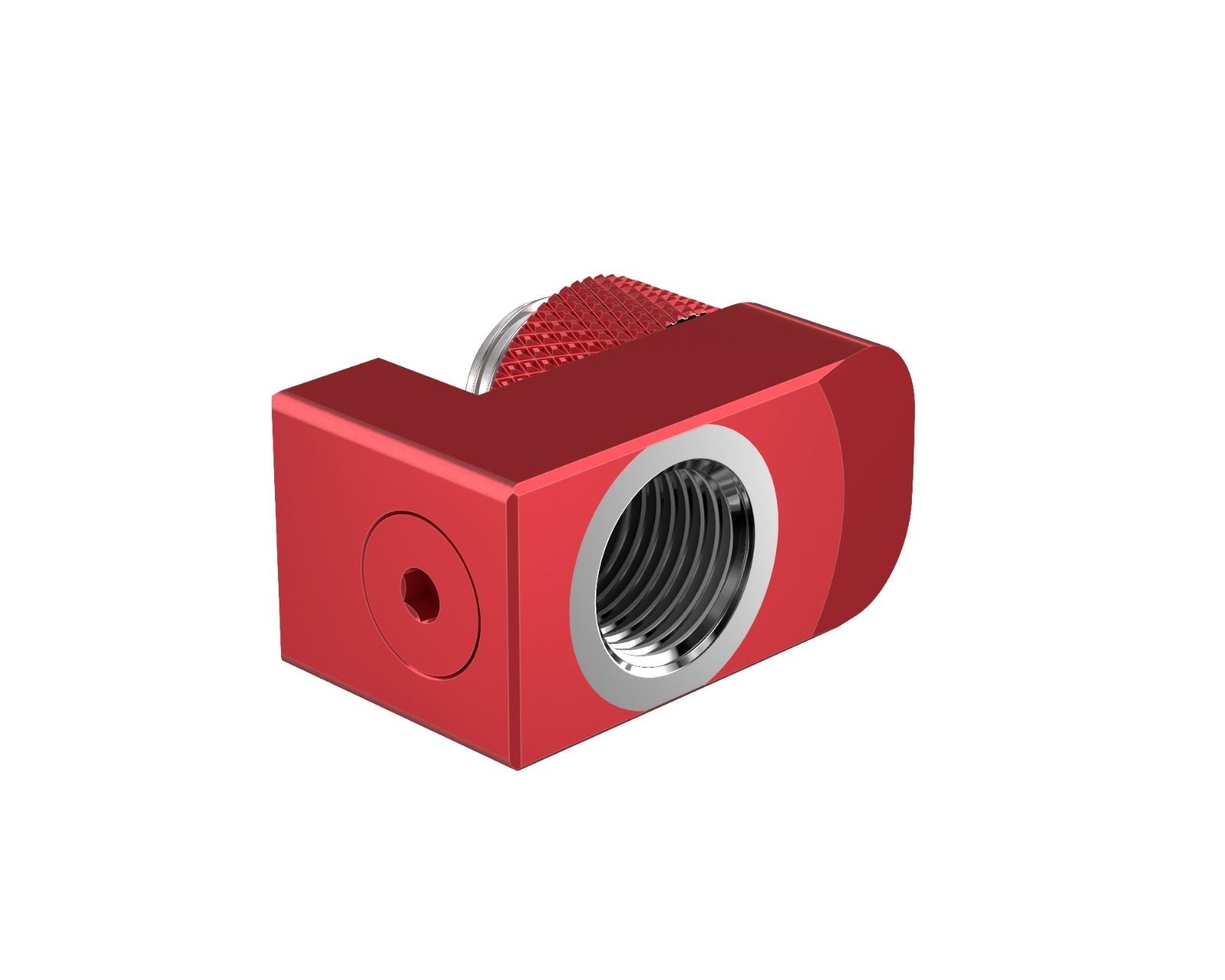 PrimoChill Male to Female G 1/4in. Supported Offset Rotary Fitting - Candy Red