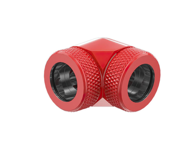 PrimoChill InterConnect SX Premium 90 Degree Elbow Adapter Fitting For 16MM Rigid Tubing (FA-9016) - Razor Red