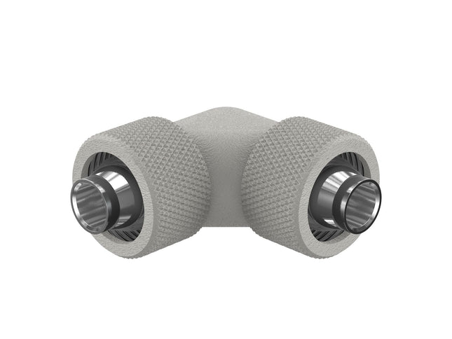 PrimoChill SecureFit SX - Premium 90 Degree Compression Fitting Set For 3/8in ID x 5/8in OD Flexible Tubing (F-SFSX5890) - Available in 20+ Colors, Custom Watercooling Loop Ready - TX Matte Silver