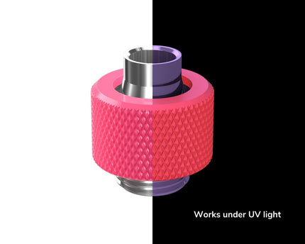 PrimoChill SecureFit SX - Premium Compression Fitting For 3/8in ID x 1/2in OD Flexible Tubing (F-SFSX12) - Available in 20+ Colors, Custom Watercooling Loop Ready - PrimoChill - KEEPING IT COOL UV Pink