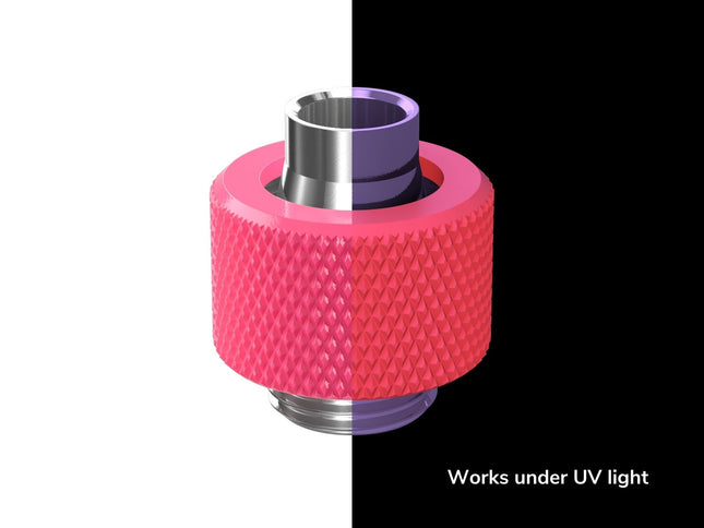 PrimoChill SecureFit SX - Premium Compression Fitting For 3/8in ID x 1/2in OD Flexible Tubing (F-SFSX12) - Available in 20+ Colors, Custom Watercooling Loop Ready - UV Pink