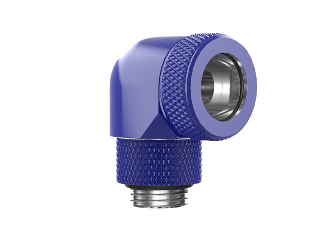 PrimoChill InterConnect SX Premium G1/4 to 90 Degree Adapter Fitting for 14MM Rigid Tubing (FA-G9014) - True Blue