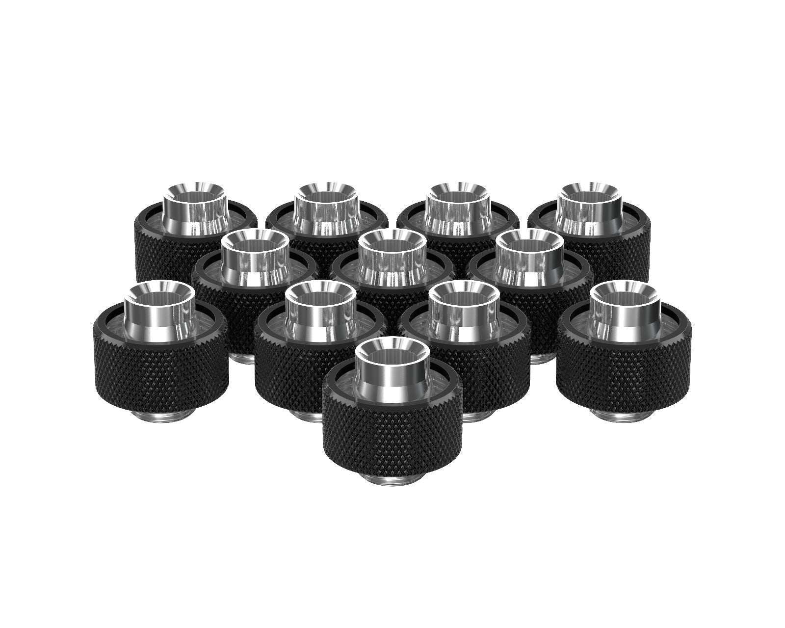 PrimoChill SecureFit SX - Premium Compression Fittings 12 Pack - For 1/2in ID x 3/4in OD Flexible Tubing (F-SFSX34-12) - Available in 20+ Colors, Custom Watercooling Loop Ready - Satin Black