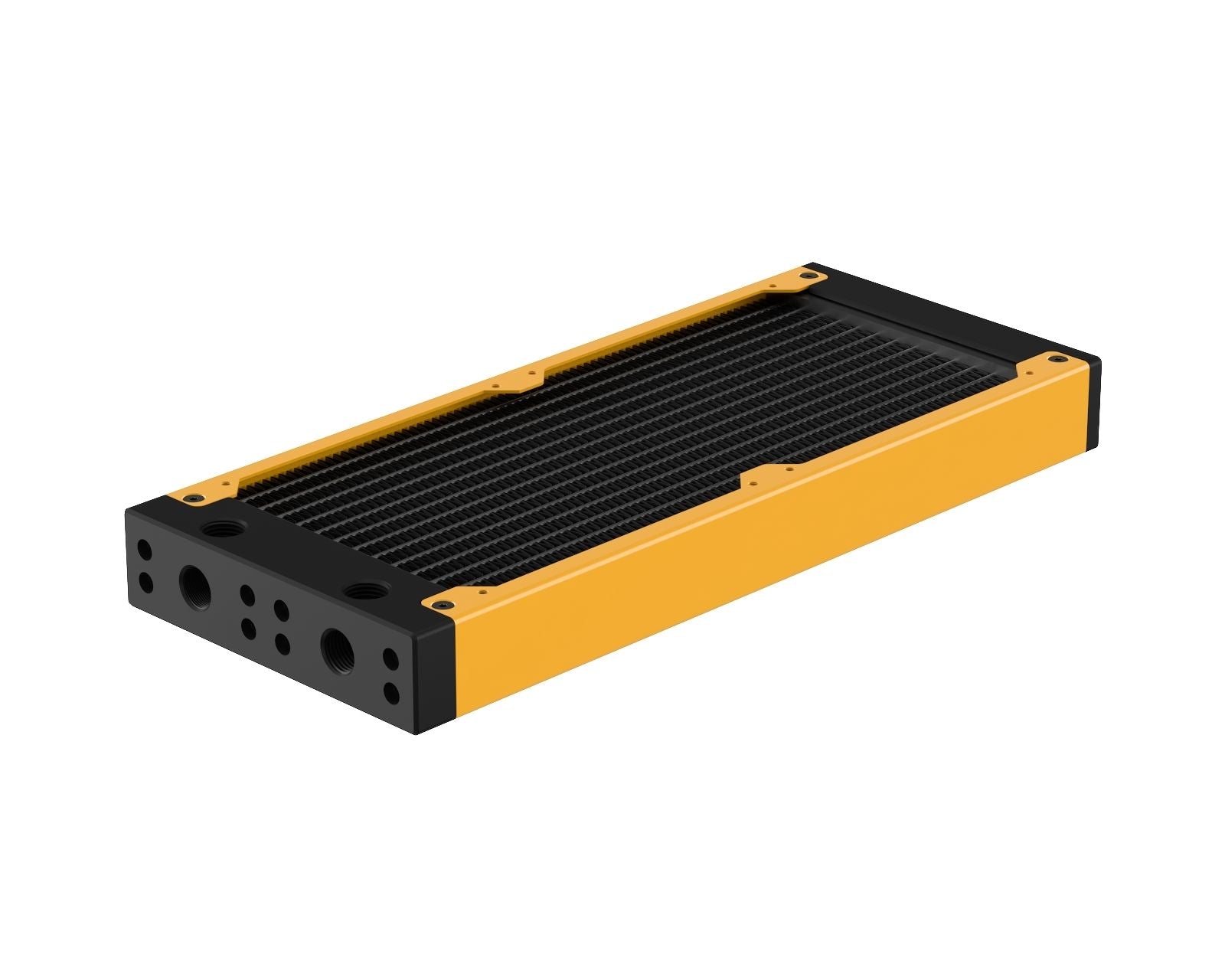 PrimoChill 240SL (30mm) EXIMO Modular Radiator, Black POM, 2x120mm, Dual Fan (R-SL-BK24) Available in 20+ Colors, Assembled in USA and Custom Watercooling Loop Ready - Yellow