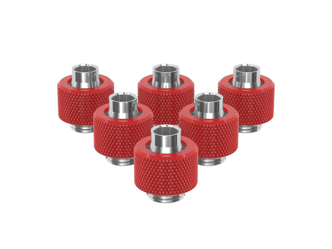 PrimoChill SecureFit SX - Premium Compression Fitting For 3/8in ID x 1/2in OD Flexible Tubing 6 Pack (F-SFSX12-6) - Available in 20+ Colors, Custom Watercooling Loop Ready - Razor Red