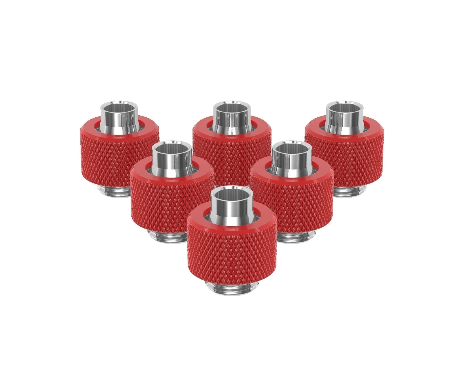 PrimoChill SecureFit SX - Premium Compression Fitting For 3/8in ID x 1/2in OD Flexible Tubing 6 Pack (F-SFSX12-6) - Available in 20+ Colors, Custom Watercooling Loop Ready - Razor Red