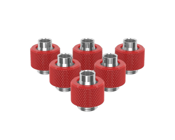 PrimoChill SecureFit SX - Premium Compression Fitting For 3/8in ID x 1/2in OD Flexible Tubing 6 Pack (F-SFSX12-6) - Available in 20+ Colors, Custom Watercooling Loop Ready - PrimoChill - KEEPING IT COOL Razor Red