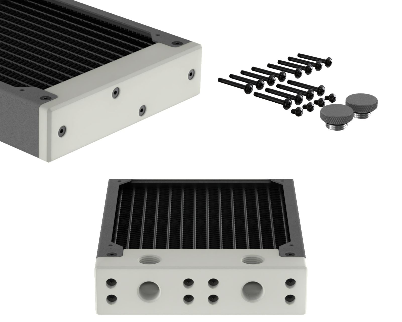 PrimoChill 360SL (30mm) EXIMO Modular Radiator, White POM, 3x120mm, Triple Fan (R-SL-W36) Available in 20+ Colors, Assembled in USA and Custom Watercooling Loop Ready - TX Matte Gun Metal