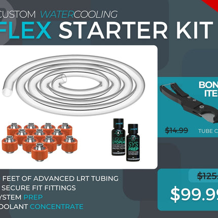 7/16 ID x 5/8 OD - Flex Starter Kit (Tubing, Fittings, Prep, Coolant, and Bonus Cutter) - PrimoChill - KEEPING IT COOL