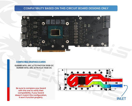 Bykski Durable Metal/POM GPU Water Block and Backplate For GUNNIR INTEL ARC A770 16GB (I-GNA770TF-SR) - Continuous Usage