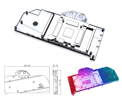 Bykski Full Coverage GPU Water Block and Backplate for EVGA RTX 3080 XC3 (N-EV3080XC-X)