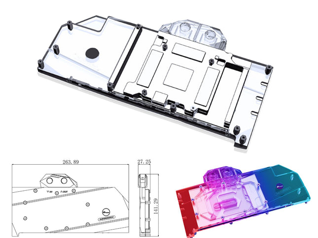 Bykski Full Coverage GPU Water Block and Backplate for EVGA RTX 3080 XC (N-EV3080XC-X)