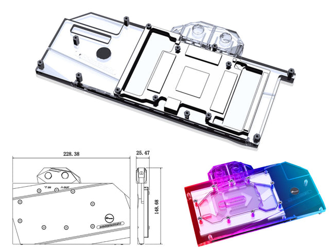 Bykski Full Coverage GPU Water Block and Backplate for Gigabyte AORUS RTX 3080/3090 Master (N-GV3090AORUS-X)