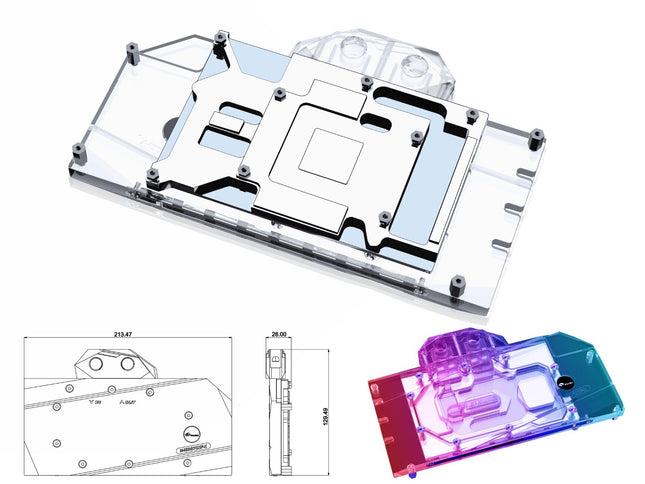 Bykski Full Coverage GPU Water Block and Backplate for Colorful Battle Axe GeForce RTX 3070 8GB (N-IG3070ZF-X)