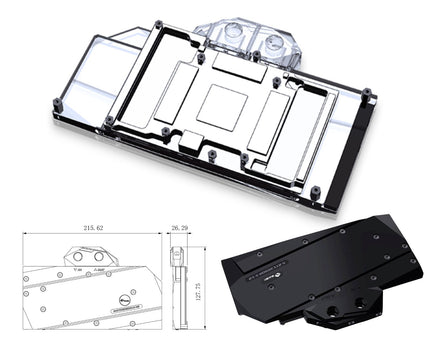 Bykski Full Coverage GPU Water Block and Backplate For NVIDIA GeForce RTX 3080/3090 Reference Design - Black POM (N-RTX3090H-X-V2)
