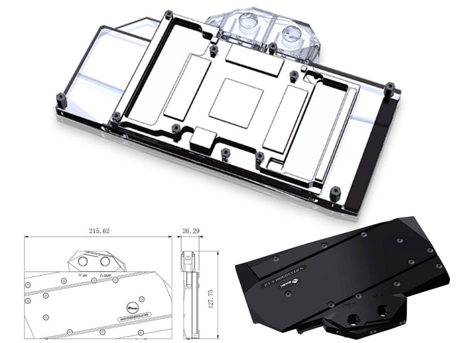 Bykski Full Coverage GPU Water Block and Backplate For NVIDIA GeForce RTX 3080/3090 Reference Design - Black POM (N-RTX3090H-X-V2)
